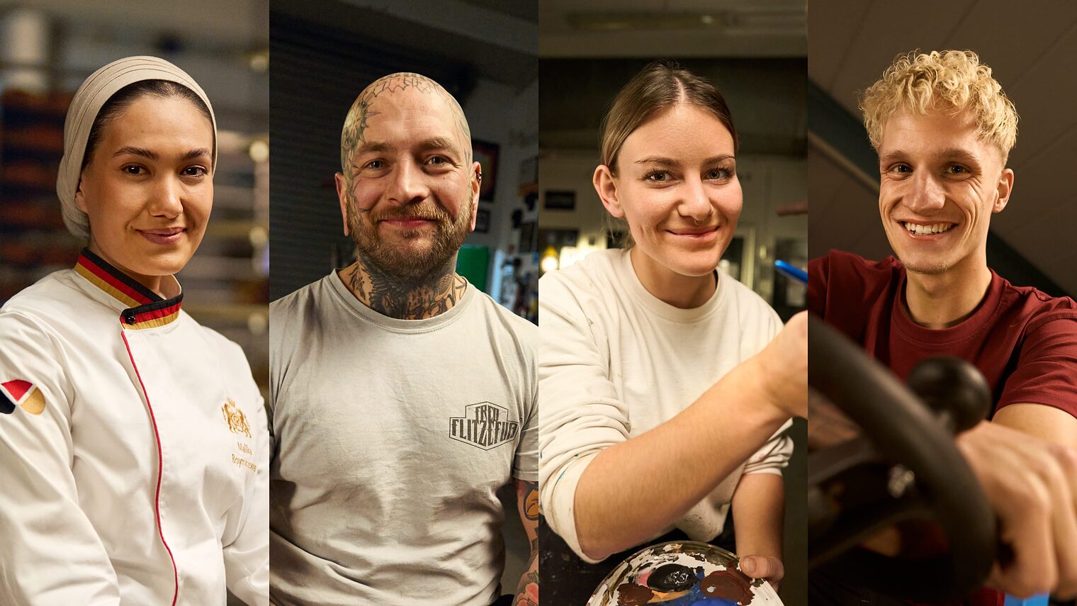 Vier Protagonisten der Imagekampagne des Deutschen Handwerks als Vorbilder für eine Karriere im Handwerk